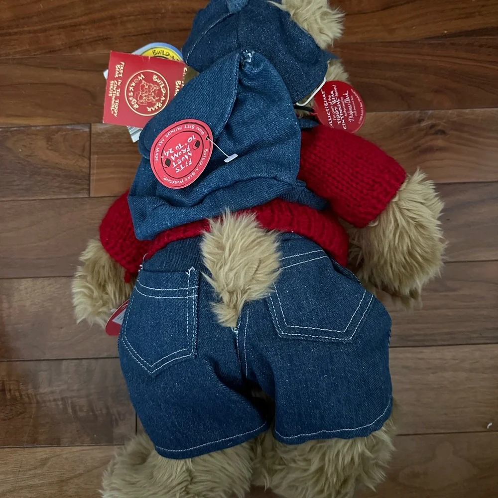 Build-A-Bear Plush Unisex 14in Tan 1998 Centennial Series Sweater Denim Backpack